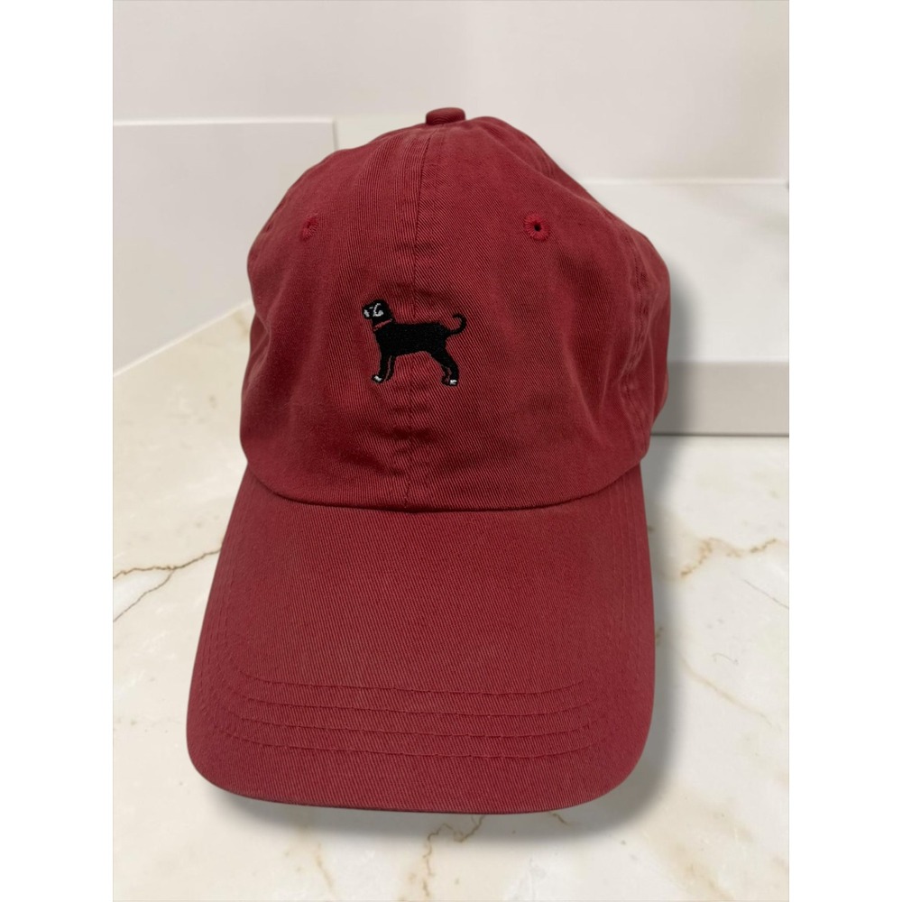 The Black Dog Red Embroidered Logo Cotton Adjustable Baseball Cap OSFM